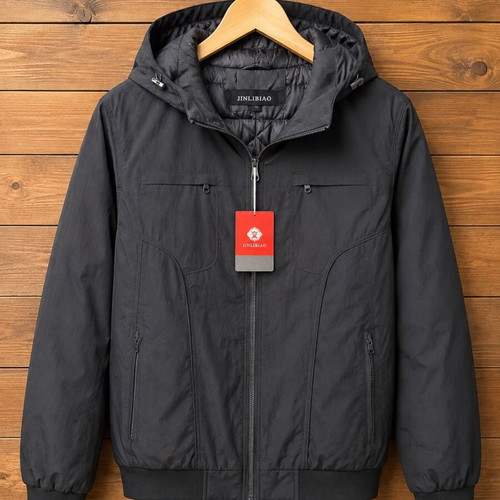 Jinlibiao Hooded Windbreaker Jacket New, Black, Size 6XL