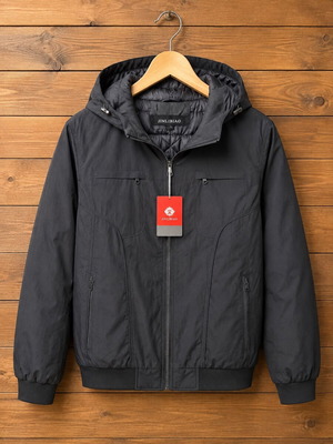 Jinlibiao Hooded Windbreaker Jacket New, Black, Size 6XL