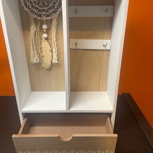 Wooden jewelry box like new with dreamcatcher and drawer