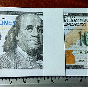ΗΠΑ 15 Χαρτονομίσματα 100 Dollars 2009 Αντίγραφα  Διαστάσεις 12 Χ 5 εκατοστά ΑΚΥΚΛΟΦΟΡΗΤΑ