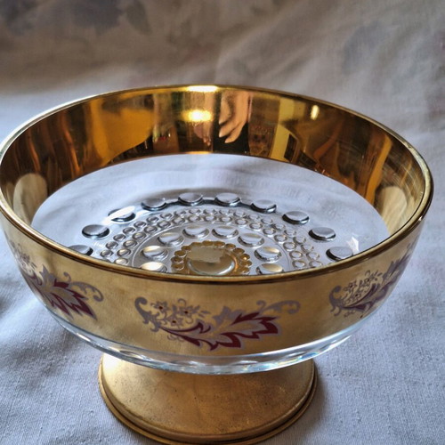Bohemian crystal bowl with 24-carat gold like new