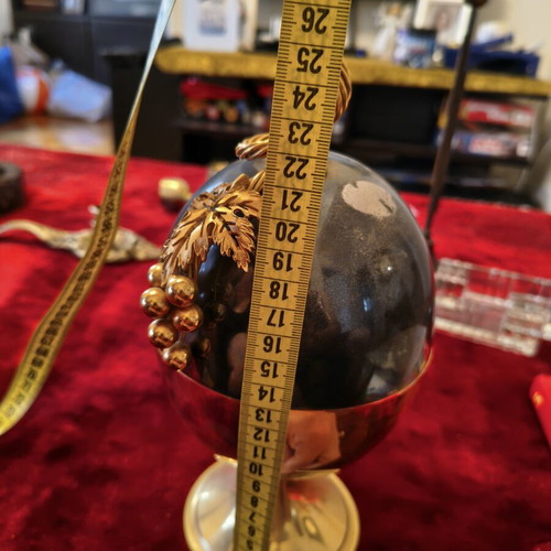 Vintage egg-shaped ice bucket with brass details, 26cm