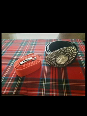 Black leather-type belt like new with adjustable red belt gift