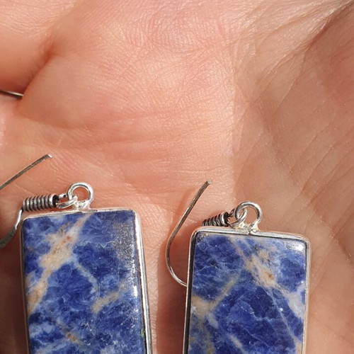 Sodalite earrings new, silver plated 925, blue