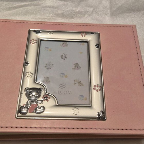 Children's photo album used with silver decoration pink