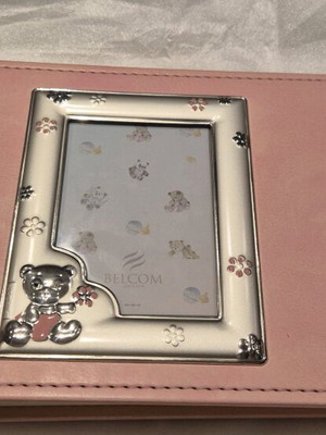 Children's photo album used with silver decoration pink