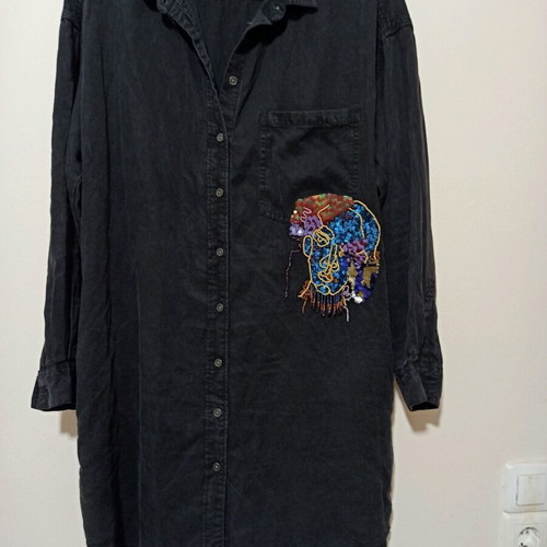 Zara shirt large black stonewashed cotton like new