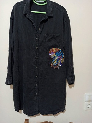 Zara shirt large black stonewashed cotton like new