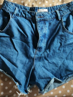 Stradivarius high-waist denim shorts like new, size 42, blue