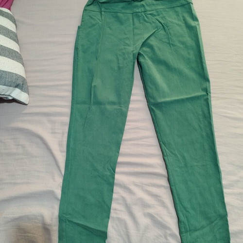 Elastic pants straight fit, like new, green, sizes L and XL