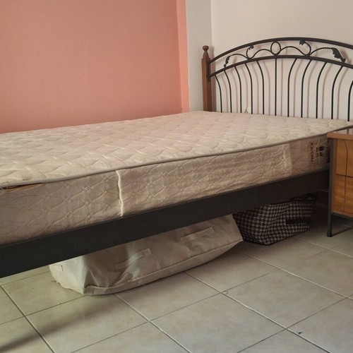 Metal bedroom set used with bed, mattress, 2 nightstands and dressing table