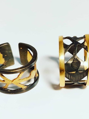 Handmade archaic ring gold-plated and platinum-plated like new