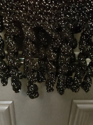 Knitted scarf with glitter and fringes like new, black and silver