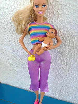 Barbie doll and baby with bottle set like new
