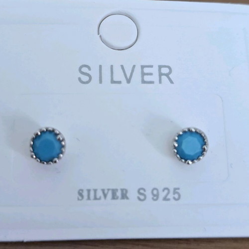 Aqua Blue Chalcedony Earrings in Sterling Silver 925 new