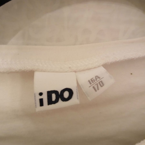 iDO White Top with Padded Shoulders and Gold Heart, Like New, XS