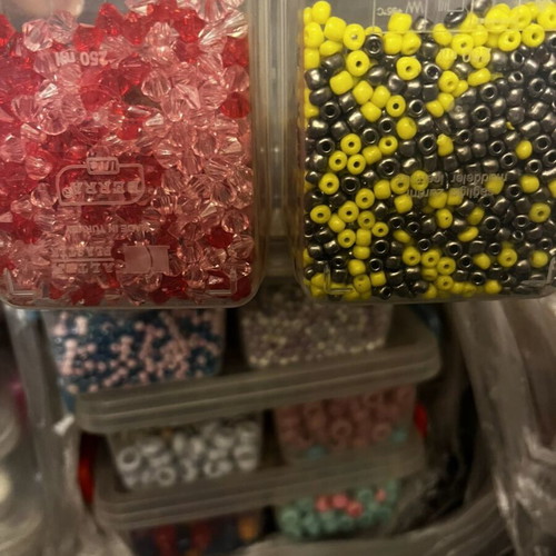 Large collection of craft beads, 40 boxes
