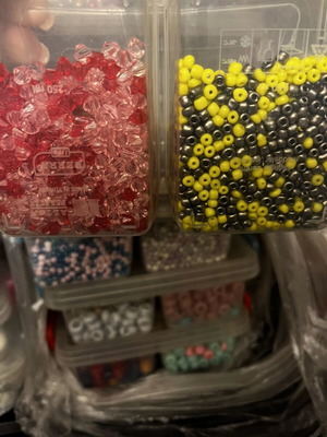Large collection of craft beads, 40 boxes
