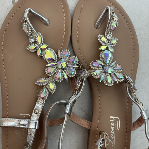 Glam sandals with gemstones, size 38