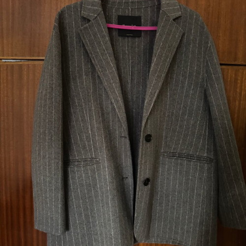 Massimo Dutti wool blend jacket new, grey with subtle stripe