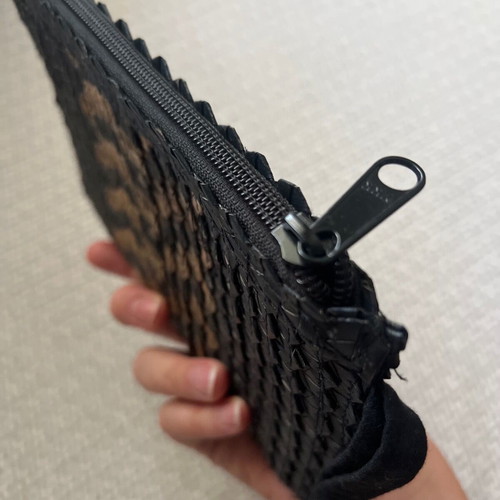 Ψάθινο clutch τσαντάκι χειρός καινούργιο, μαύρο-μπεζ