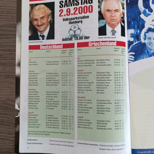 German program Germany-Greece 2001 new, World Cup 2002 qualifiers