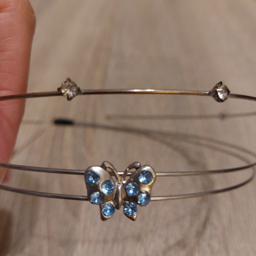 Metal headbands with stones, silver tone, new, set of 2