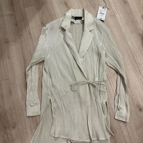 Zara blazer kimono new, satin beige with crinkled texture