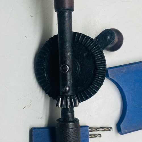 Collectible hand drill 1960 with wooden handles