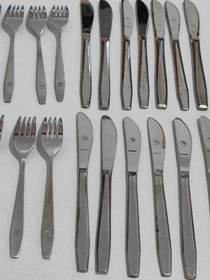 Qantas Airways vintage cutlery set used with signs of oxidation