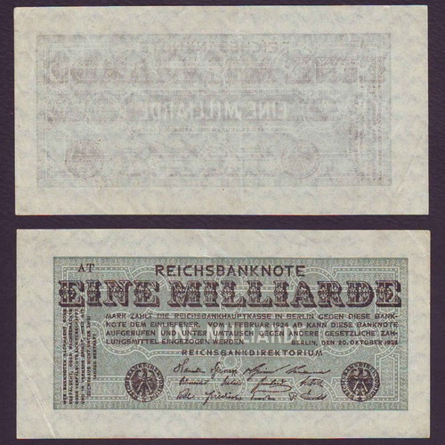 German Reichsbanknote Eine Milliarde Mark 20.10.1923 new