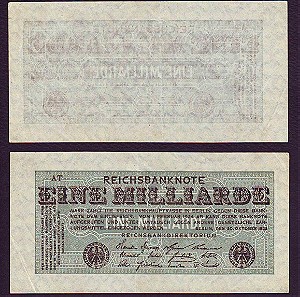 Γερμανία Germany Eine Milliarde Mark 20.10.1923 AT Reichsbanknote P-122 (БББ1,67ю02)