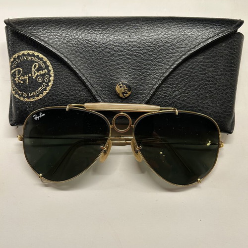 Ray-Ban Shooter RB3138 sunglasses used, green lenses, gold frame