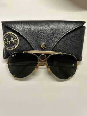 Ray-Ban Shooter RB3138 sunglasses used, green lenses, gold frame