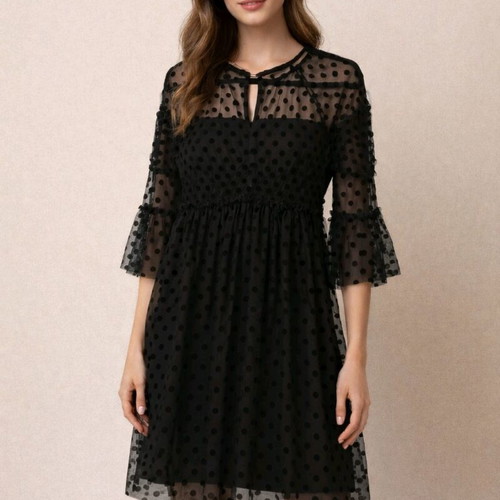 black bodycon mermaid dress The Black Wave Mermaid Hem Knit Midi Dress main image 1