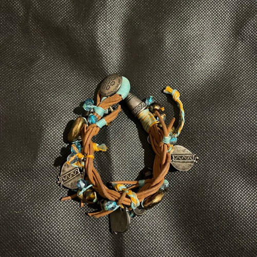Handmade Boho Bracelet like new with colourful beads and semi-precious stones