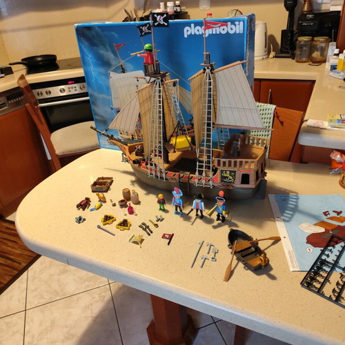 Playmobil 3750 pirate ship used with box and instructions
