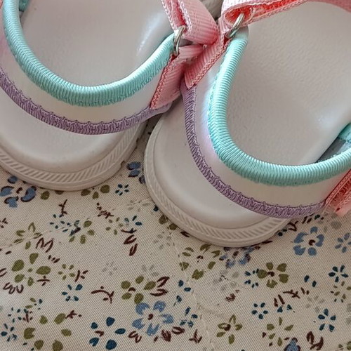 Children's summer sandals new, pastel colors with glitter detail