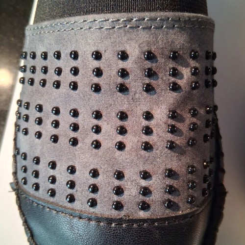 Espadrilles Joy & Mario new, black leather and grey fabric, size 36