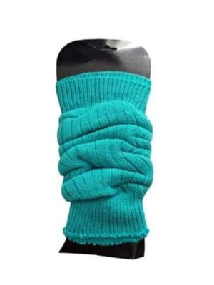 Women's leg warmers new, pack of 2, cotton white and turquoise