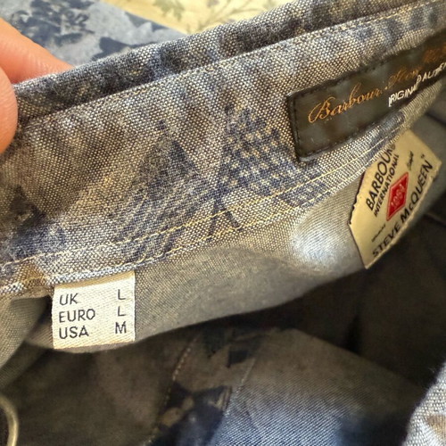 Barbour Steve McQueen International shirt used, size large, blue