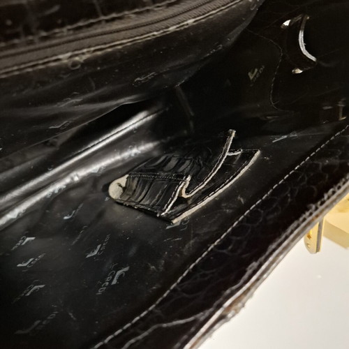 L.Credi vintage handbag and shoulder bag, genuine cow leather, black