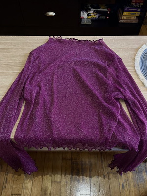 Shein semi-transparent long-sleeve top like new, purple with lurex
