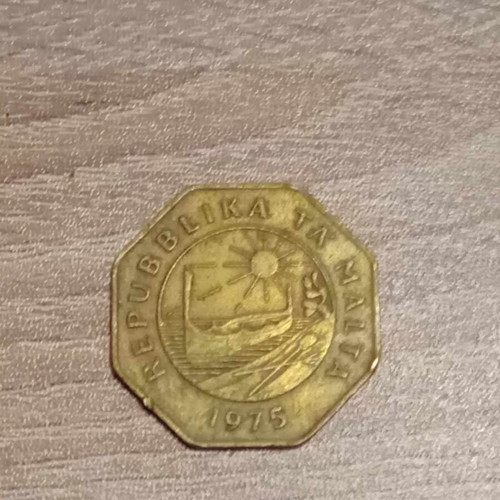 25 cents Malta coin used, 1975, cupronickel