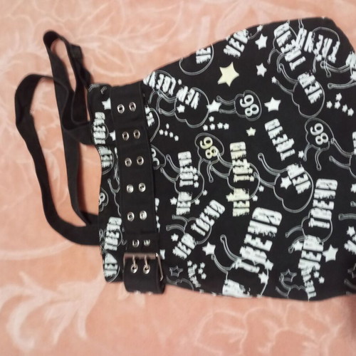 Canvas shoulder bag used, black and white