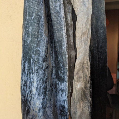 Sisley silk velvet scarf used, reversible
