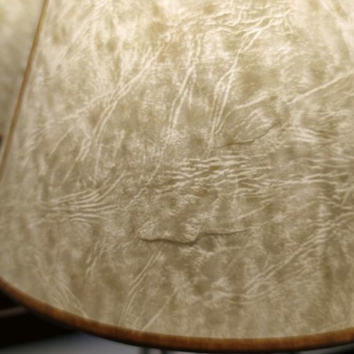 Dimple Golden Selection lamp used with handmade papyrus shade and wooden base
