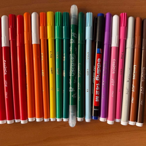 Markers + watercolors + glitter gel pens + painting set