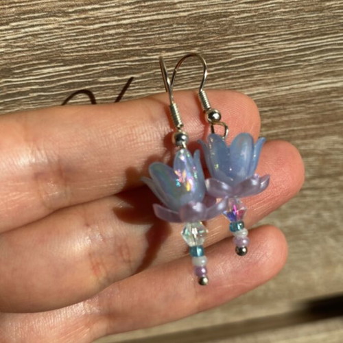 Handmade earrings in purple and turquoise shades inspired by Barbie's Swan Lake