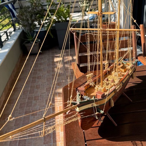 Wooden ship handmade from solid linden wood made to order